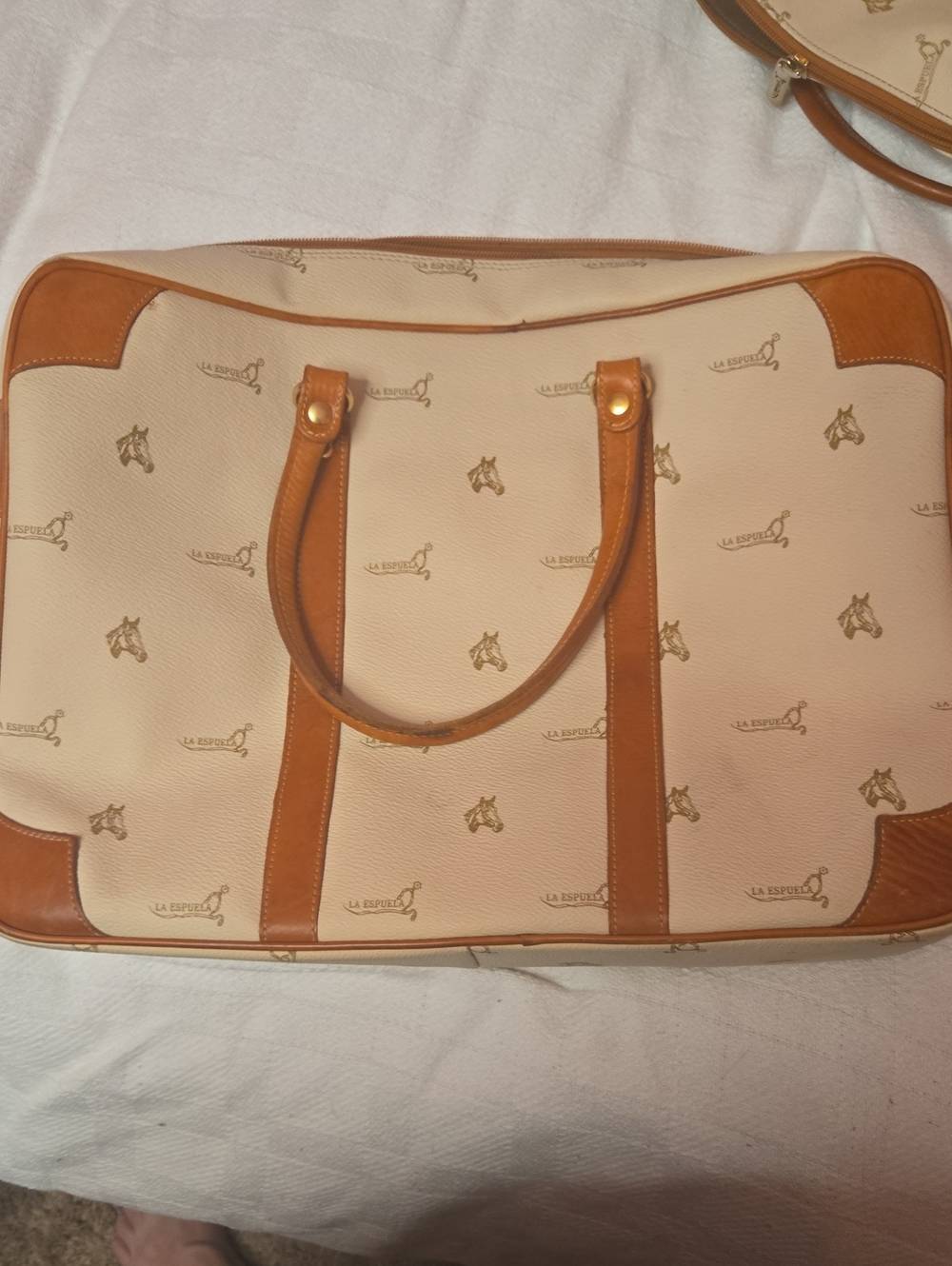 Cream and Tan Travel Tote